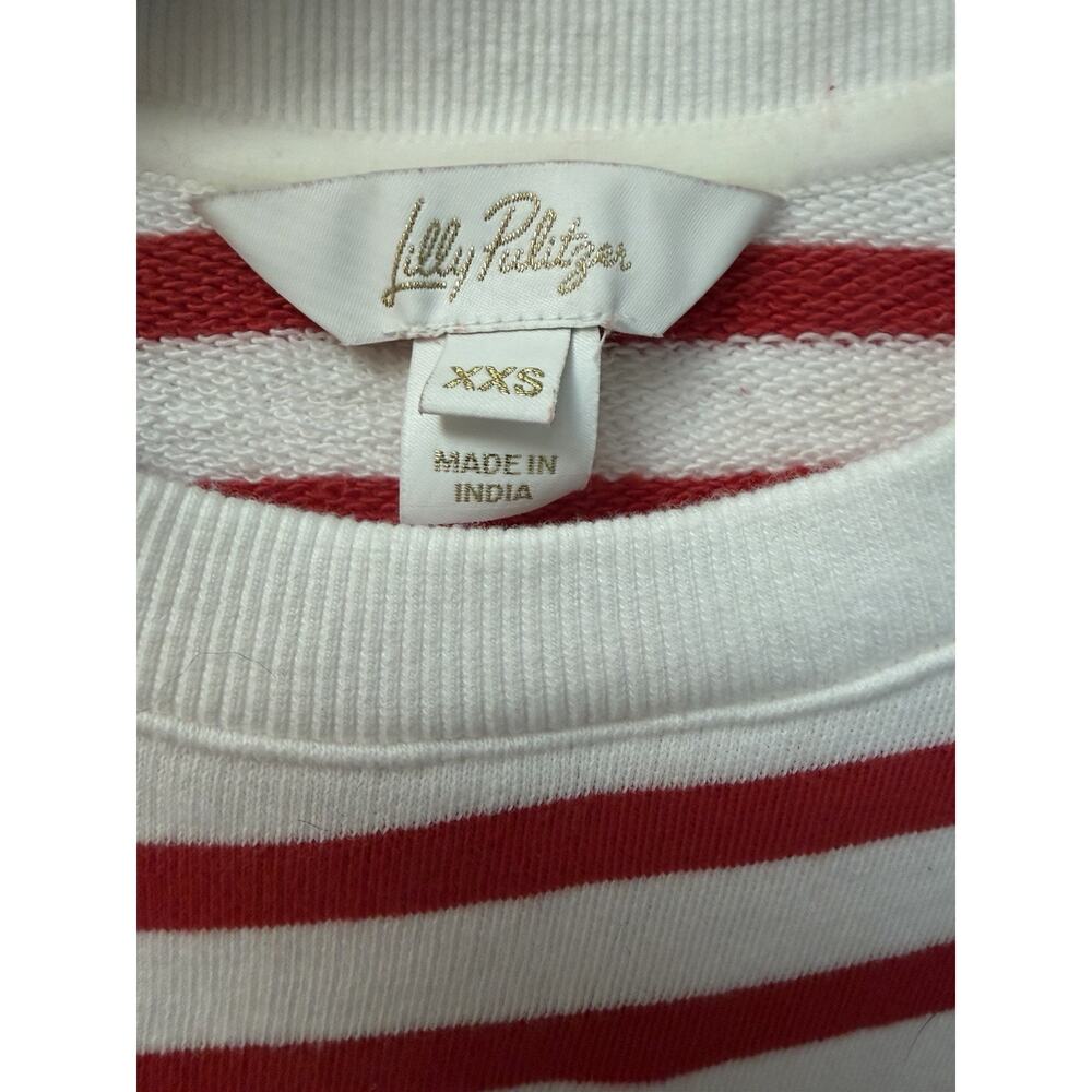 Lilly Pulitzer XXS Red White Stripe Starfish Sequin Pearl Sweatshirt Coastal - Picture 3 of 7